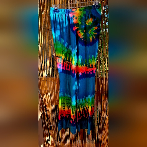 TIE DYE *8 Colors Avail* Rayon Stretch Bell Bottom Pant OS NEW - Picture 16 of 16